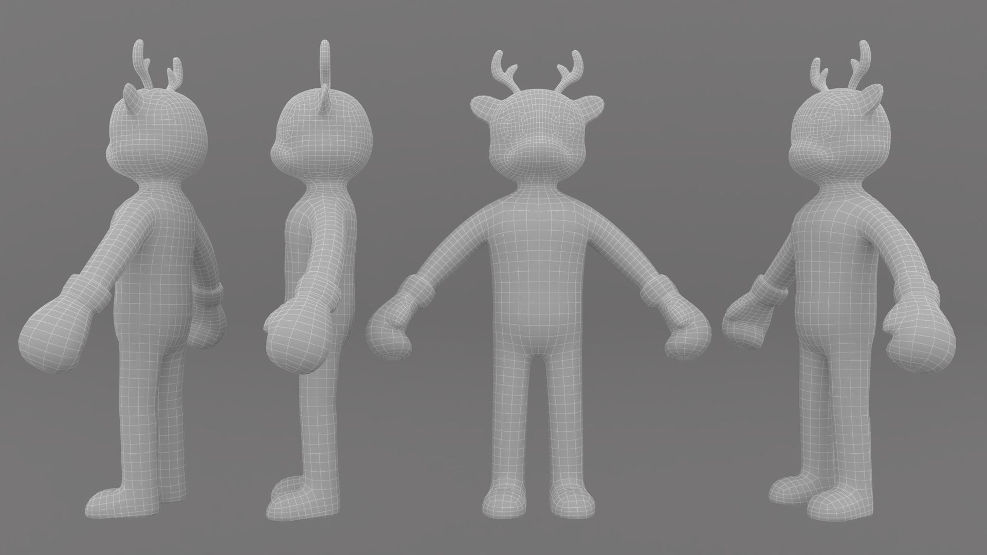 Boxing Deer Animal Animated Low-poly 3D model_9