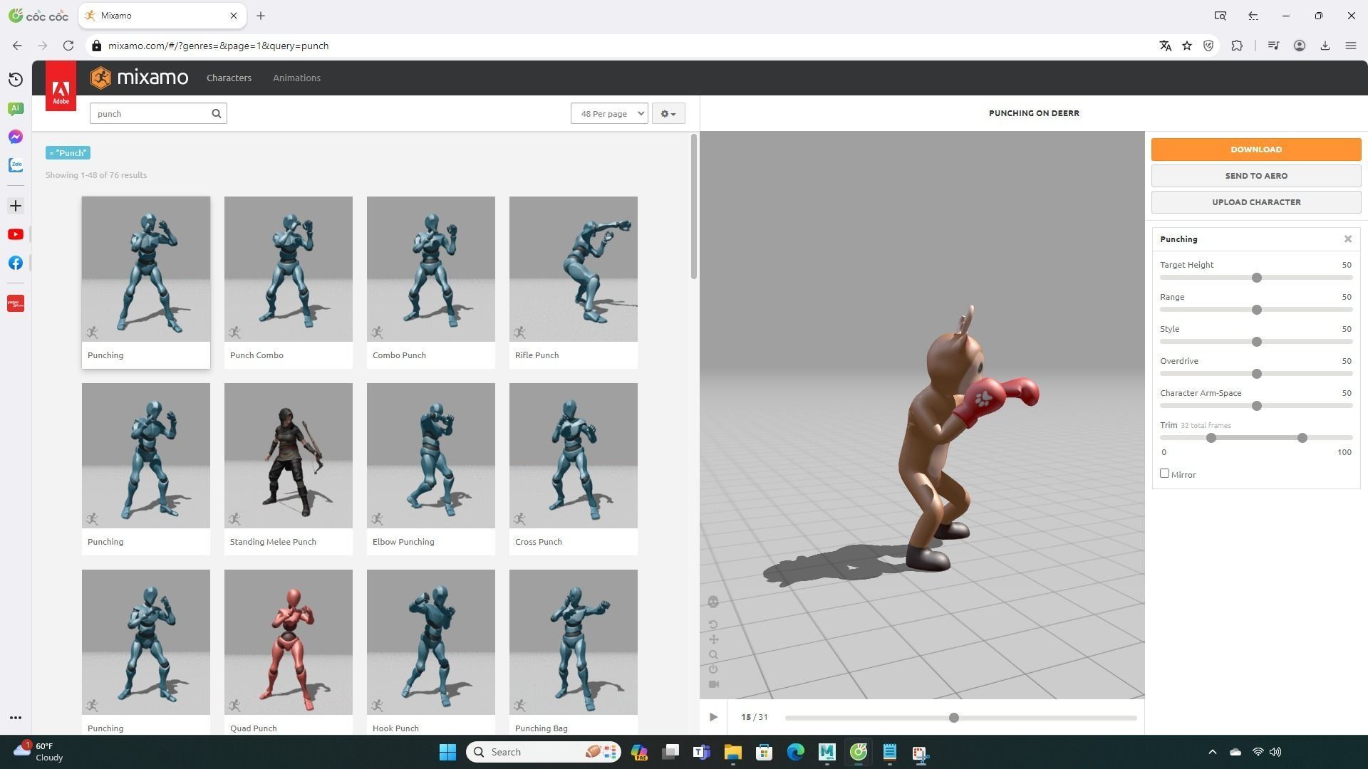 Boxing Deer Animal Animated Low-poly 3D model_2