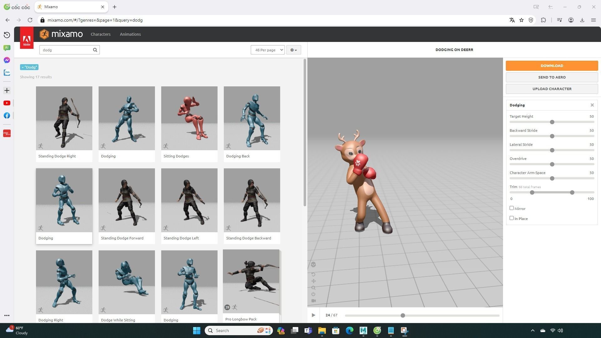 Boxing Deer Animal Animated Low-poly 3D model_7