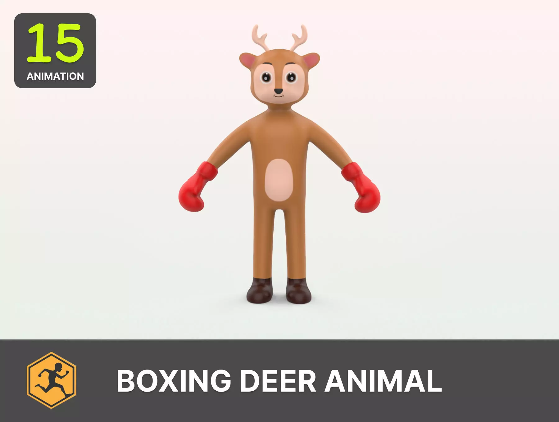 Boxing Deer Animal Animated Low-poly 3D model_0
