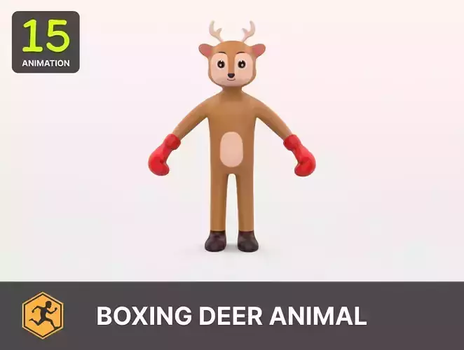 Boxing Deer Animal Animated Low-poly 3D model
