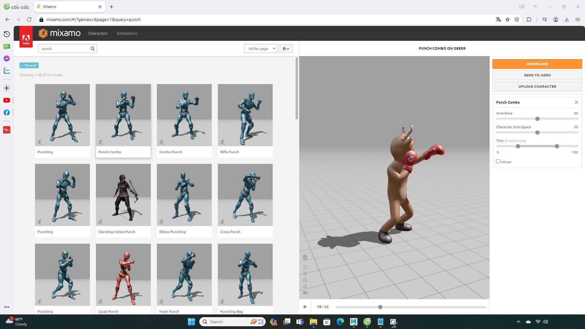 Boxing Deer Animal Animated Low-poly 3D model_3
