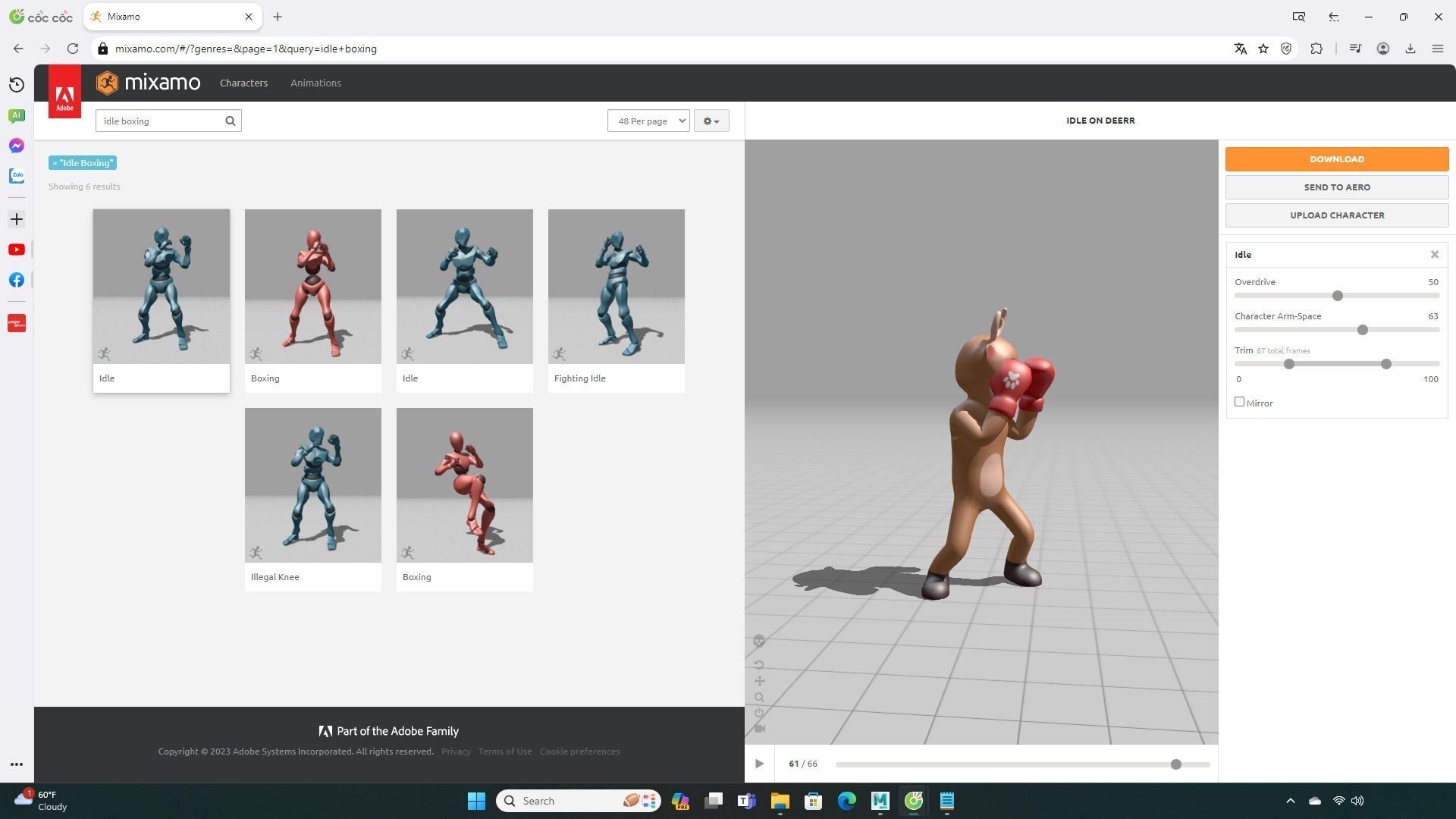 Boxing Deer Animal Animated Low-poly 3D model_1