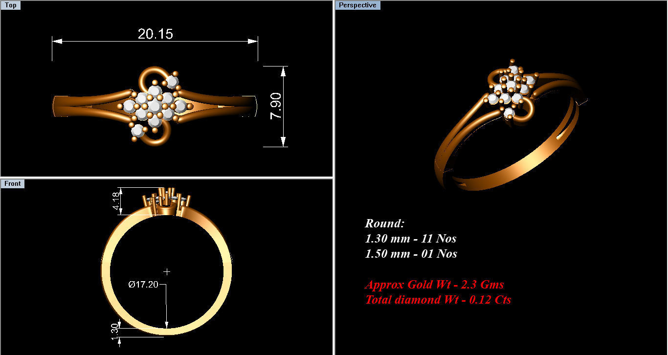 Ultra light wt Women Ring 3dm renders details  3D print model_5