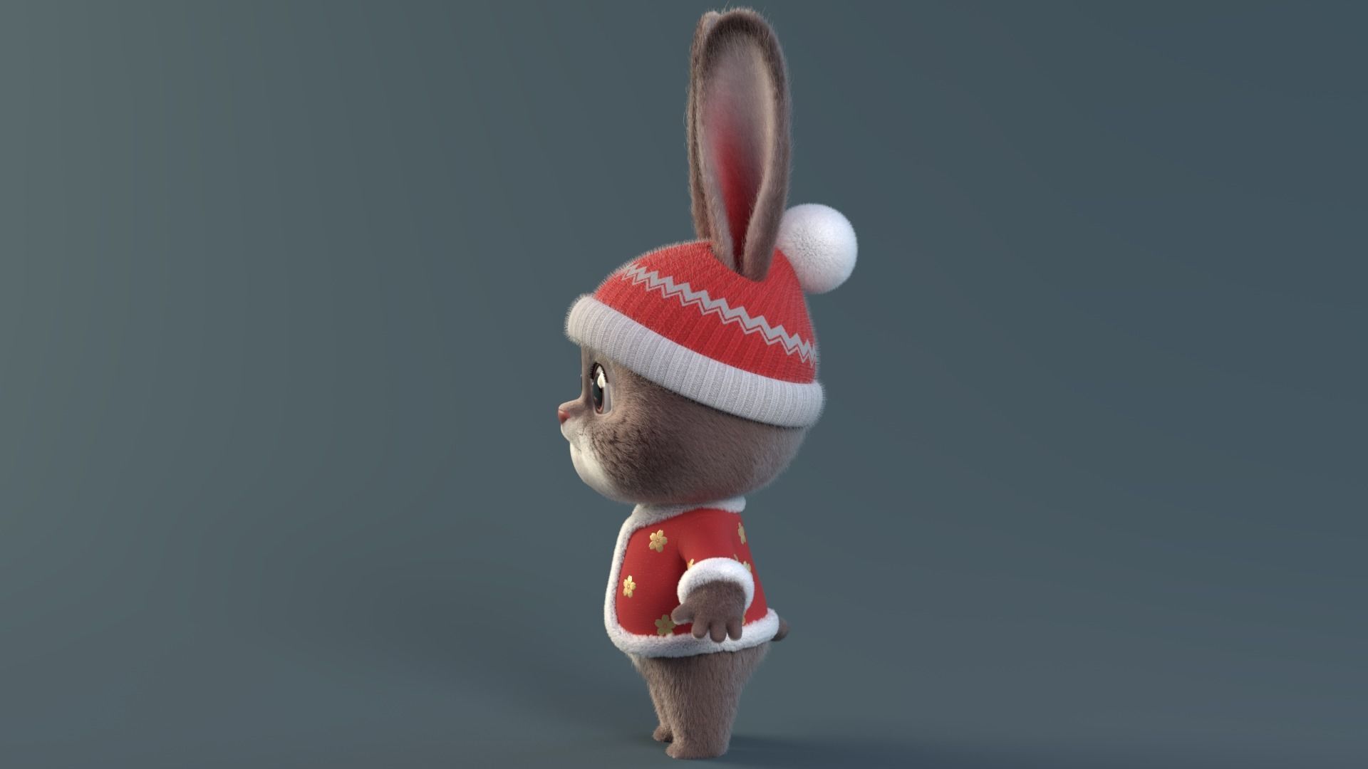 Cartoon cute rabbit 3D model_7