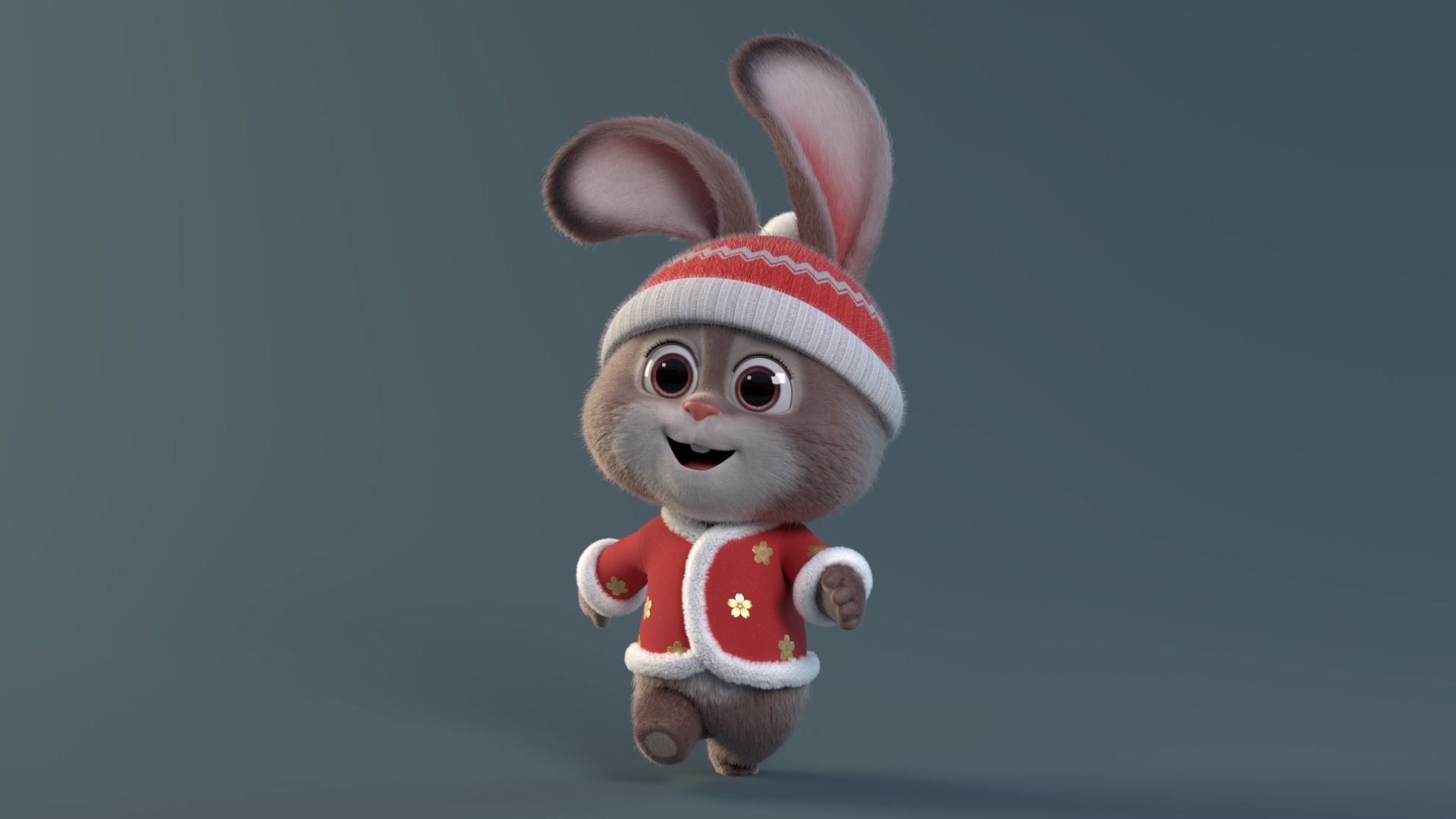 Cartoon cute rabbit 3D model_1
