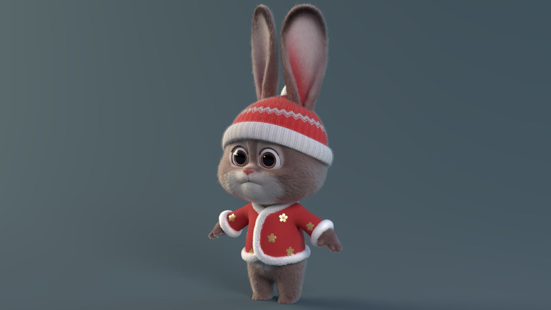 Cartoon cute rabbit 3D model_6