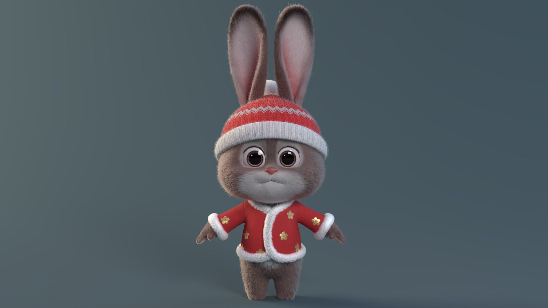 Cartoon cute rabbit 3D model_5
