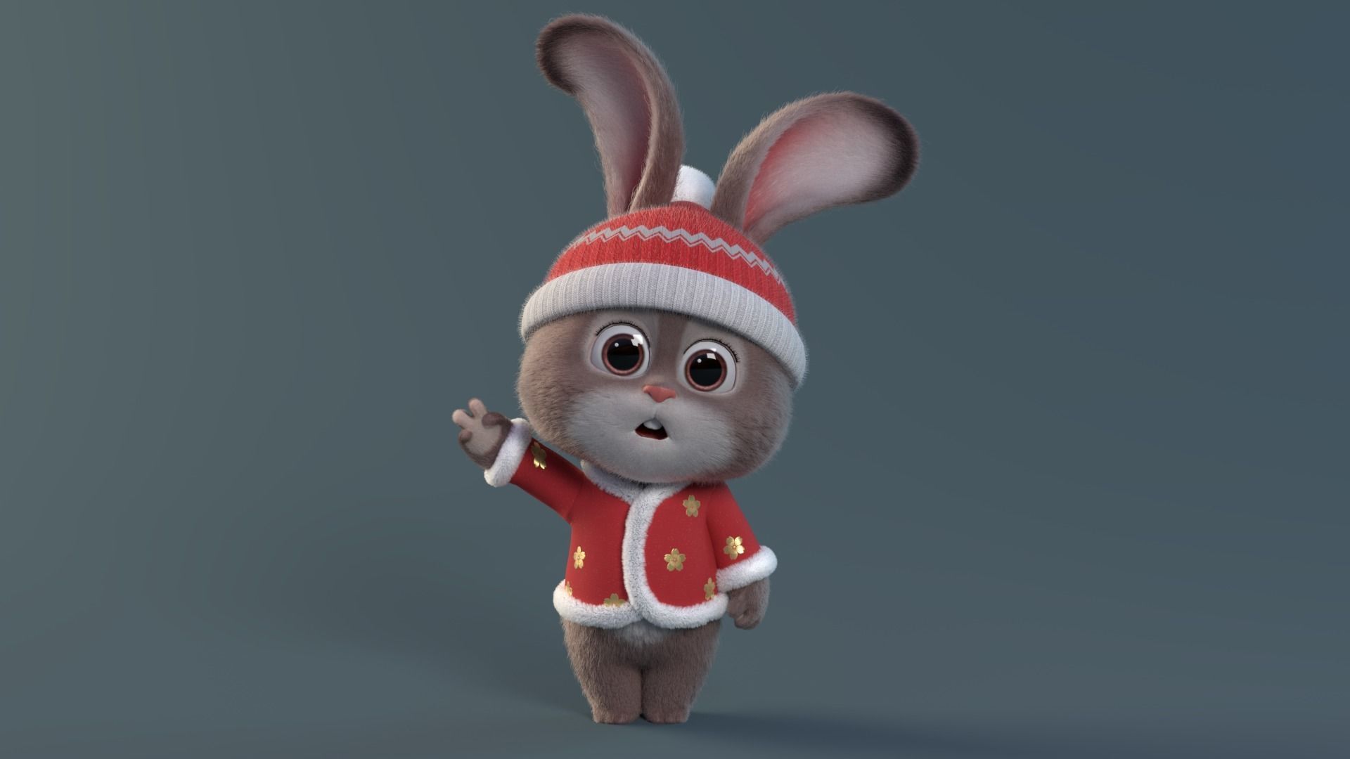 Cartoon cute rabbit 3D model_2