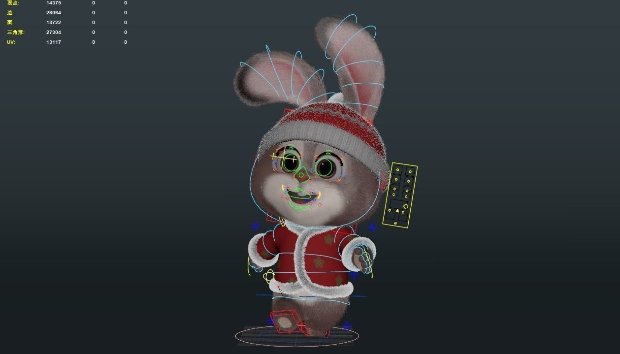Cartoon cute rabbit 3D model_10