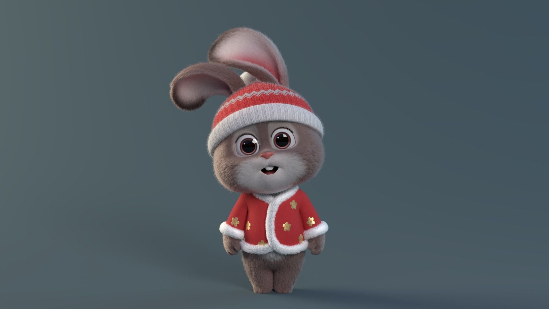 Cartoon cute rabbit 3D model_3