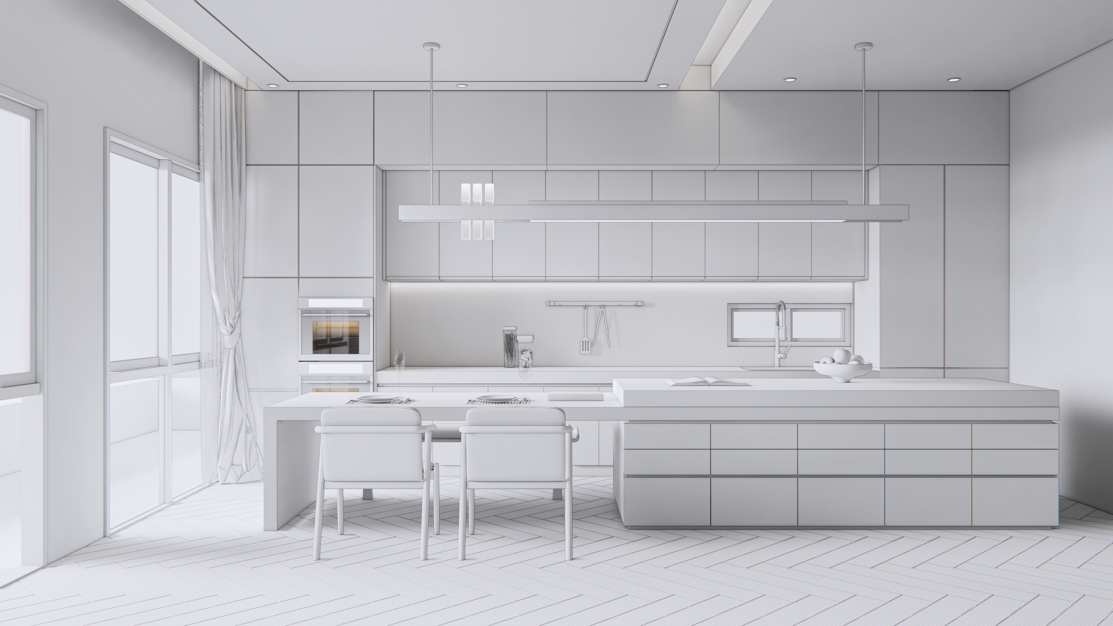 Kitchen Modern interior 0046 3D model_22