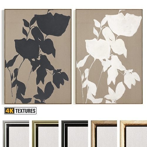 Plaster Two Photo Frame 487 Low-poly 3D model