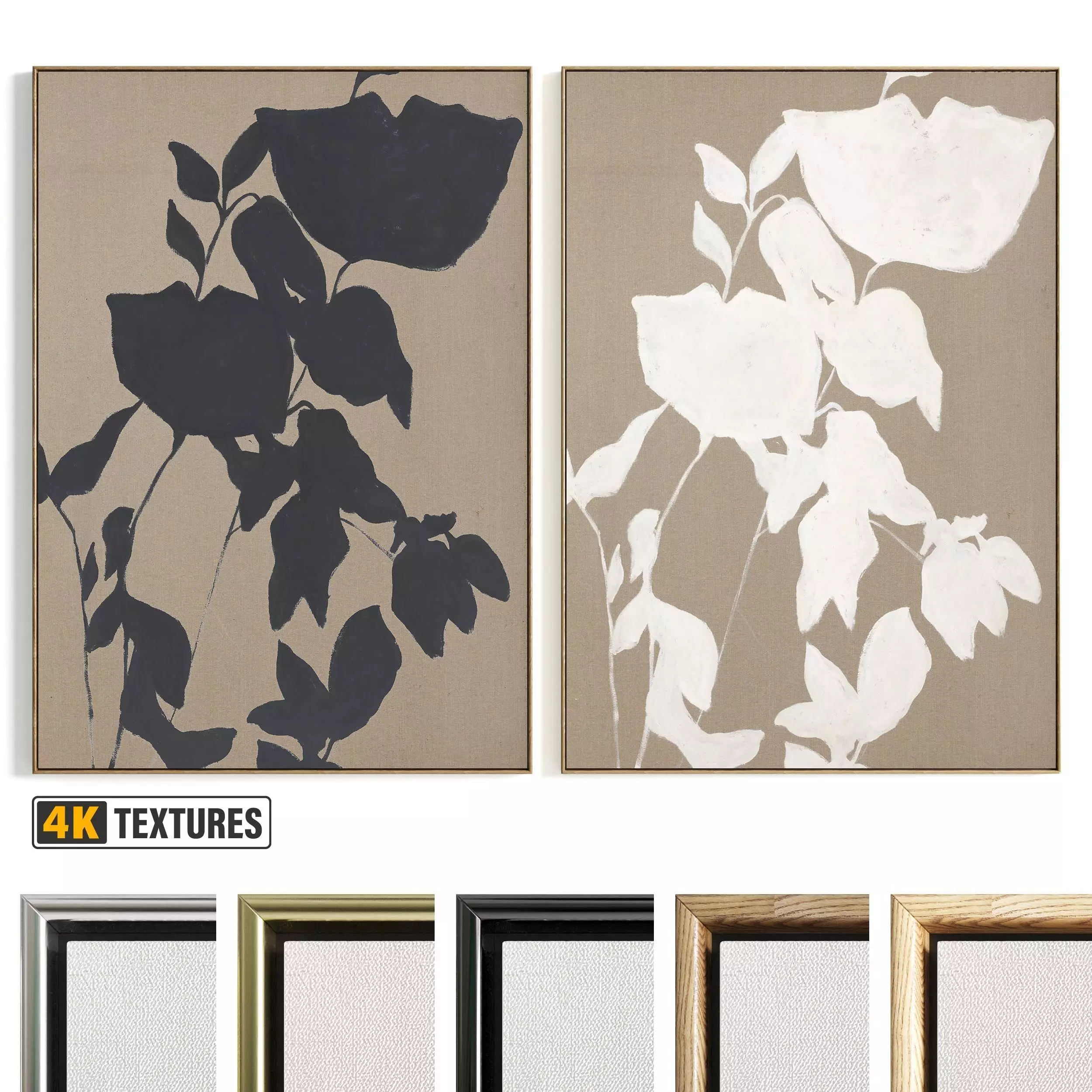 Plaster Two Photo Frame 487 Low-poly 3D model_0