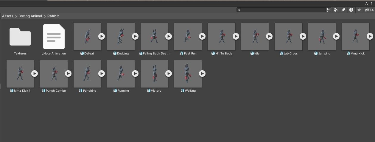 Boxing Rabbit Animal Animated Low-poly 3D model_7