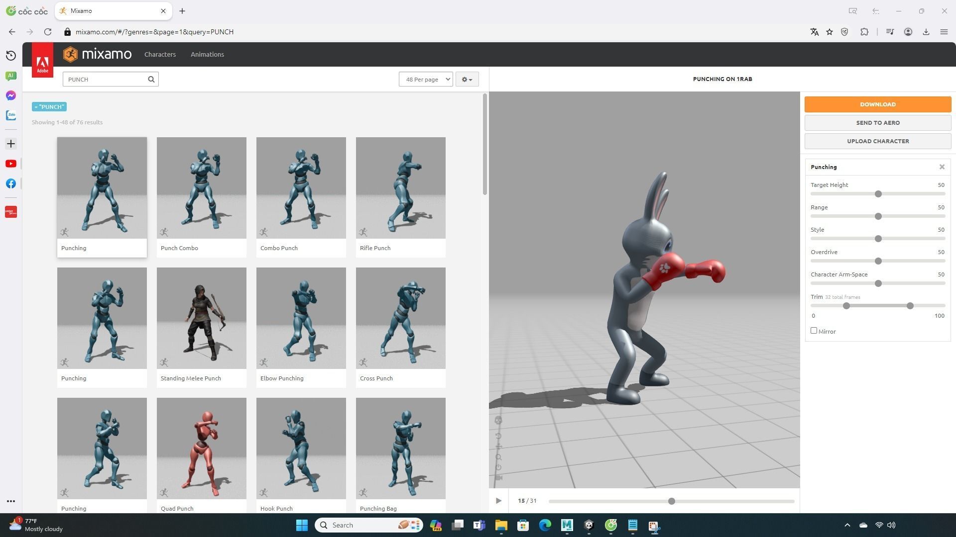 Boxing Rabbit Animal Animated Low-poly 3D model_2