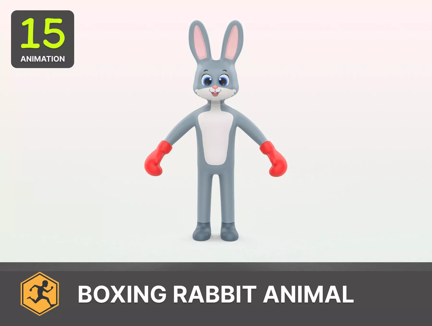 Boxing Rabbit Animal Animated Low-poly 3D model_0
