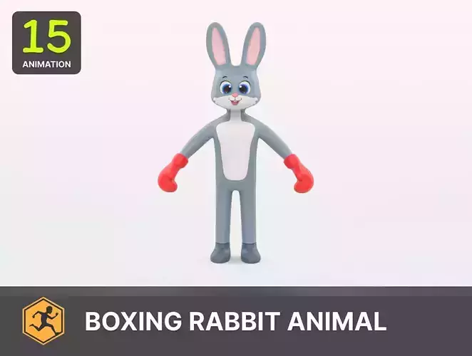 Boxing Rabbit Animal Animated Low-poly 3D model