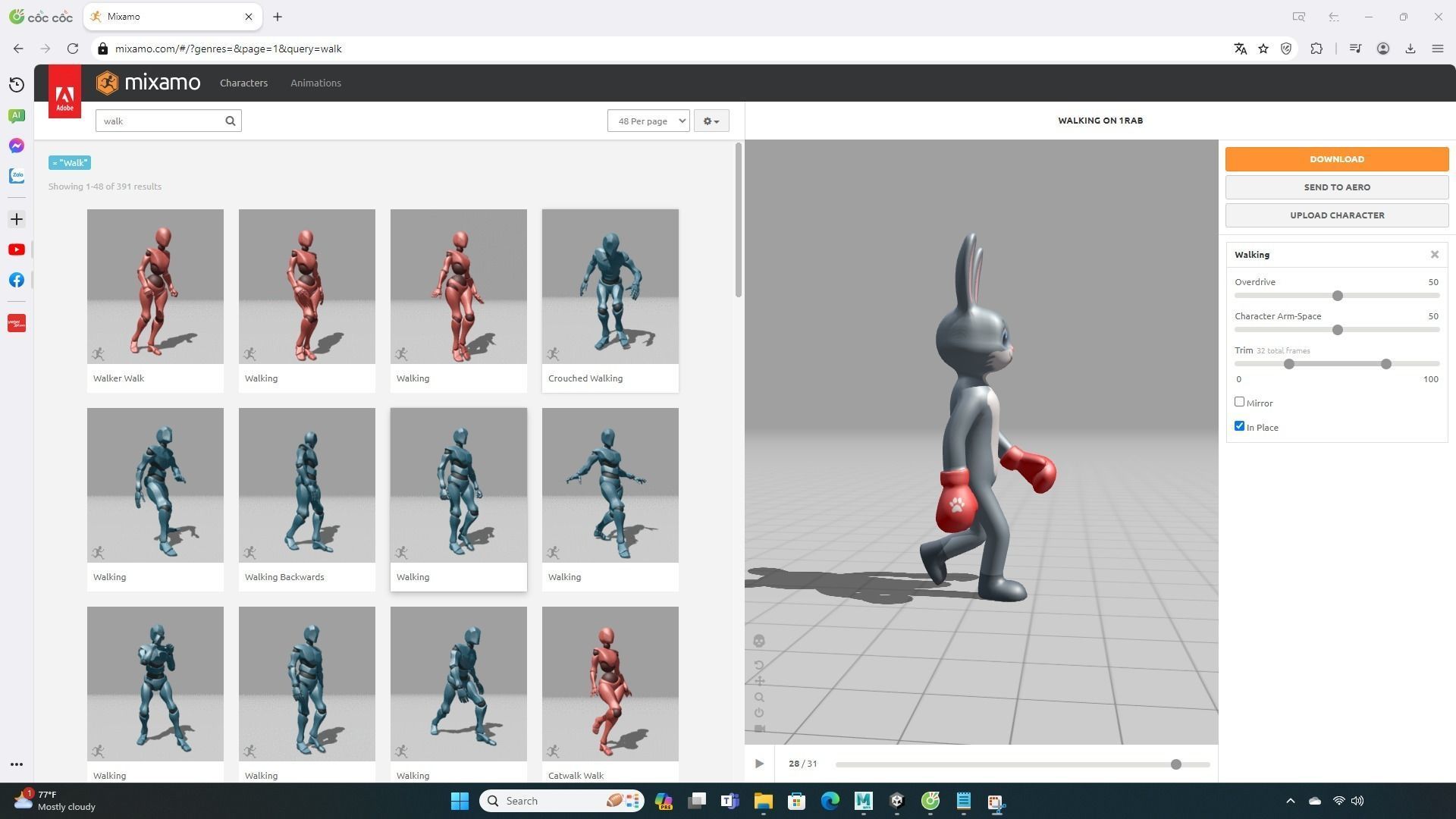 Boxing Rabbit Animal Animated Low-poly 3D model_4