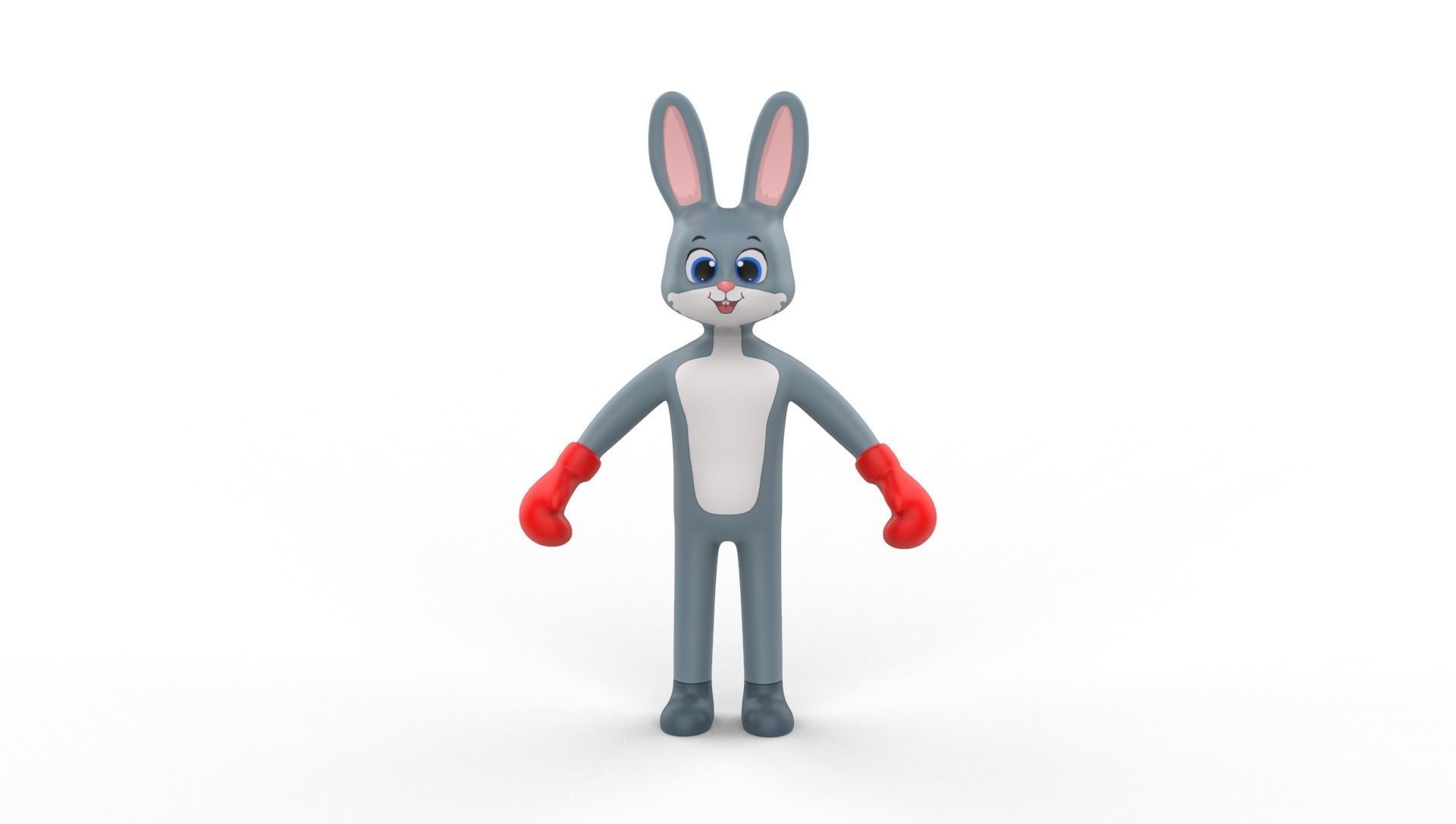 Boxing Rabbit Animal Animated Low-poly 3D model_9