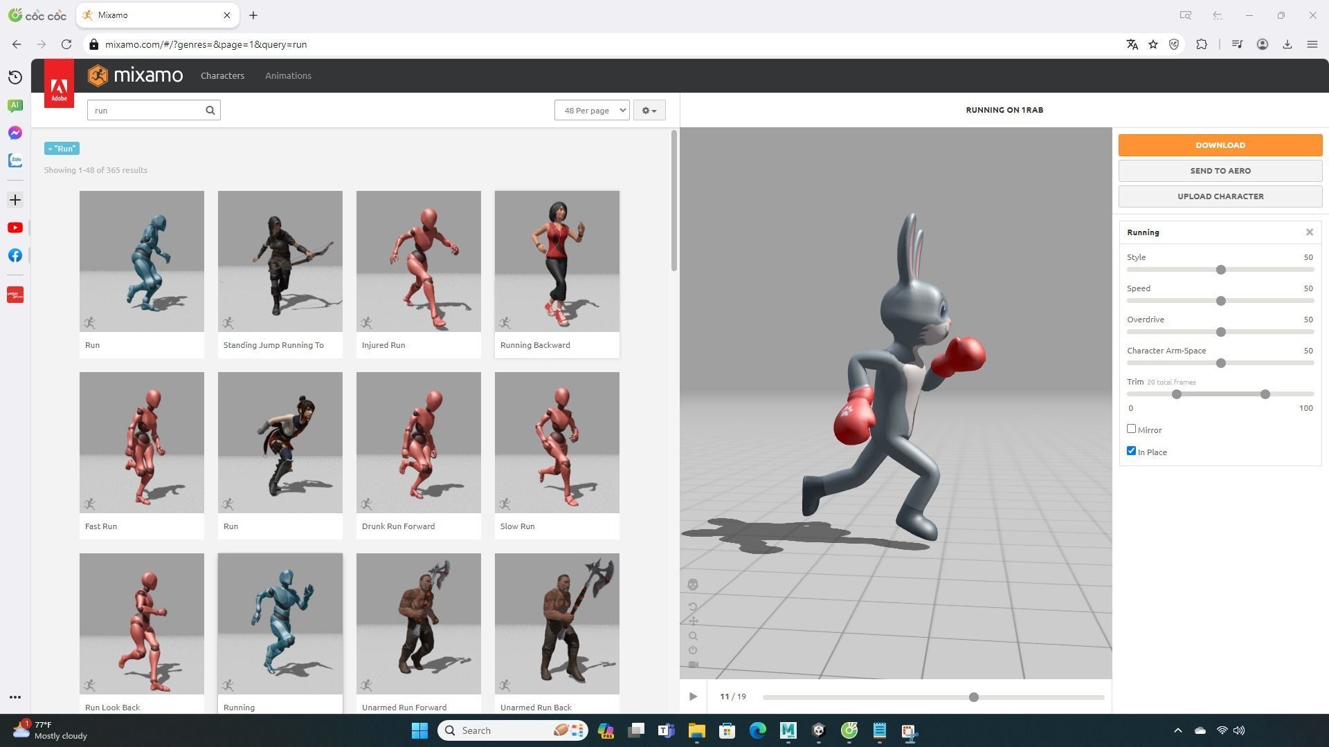 Boxing Rabbit Animal Animated Low-poly 3D model_5