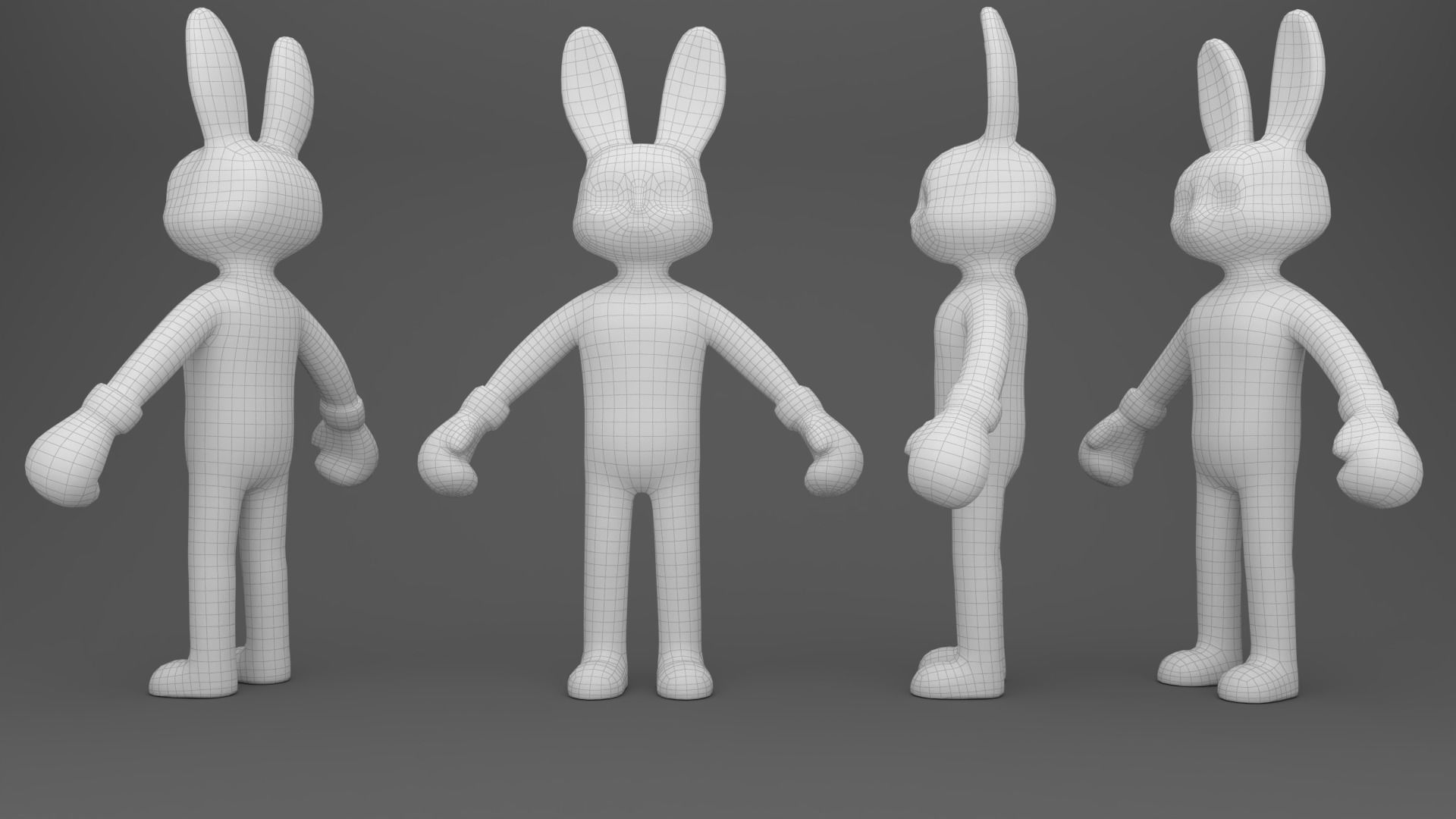 Boxing Rabbit Animal Animated Low-poly 3D model_8