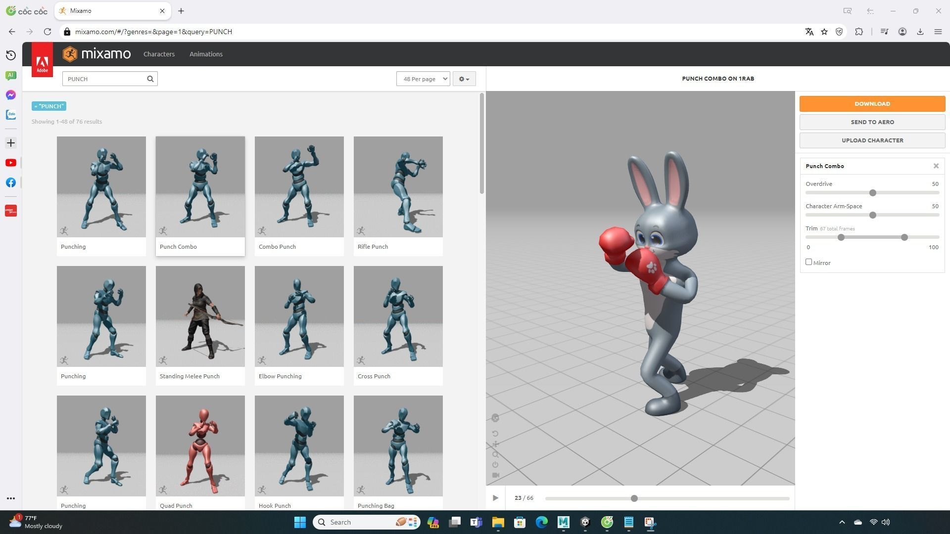 Boxing Rabbit Animal Animated Low-poly 3D model_3