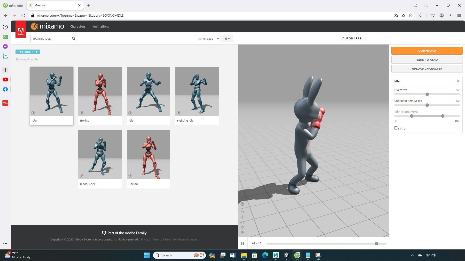 Boxing Rabbit Animal Animated Low-poly 3D model_1