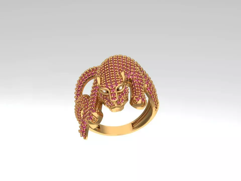 panther ring gold 3D print model
