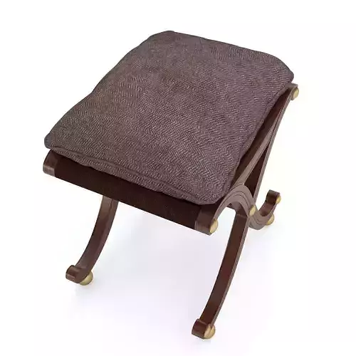 Ornate Wooden and Metal Foot Stool 3D model