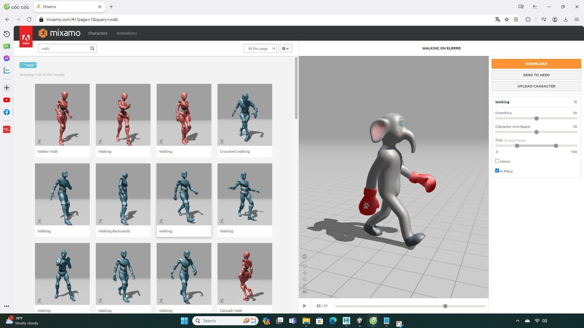 Boxing Elephant Animal Animated Low-poly 3D model_1
