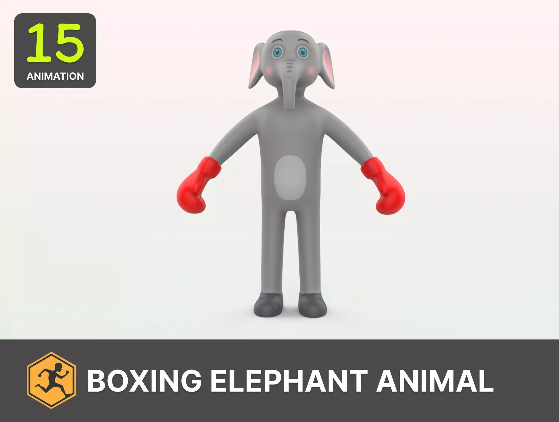 Boxing Elephant Animal Animated Low-poly 3D model_0