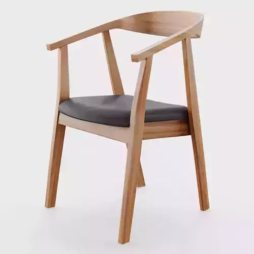 Stockholm Style Wooden and Leather Armchair