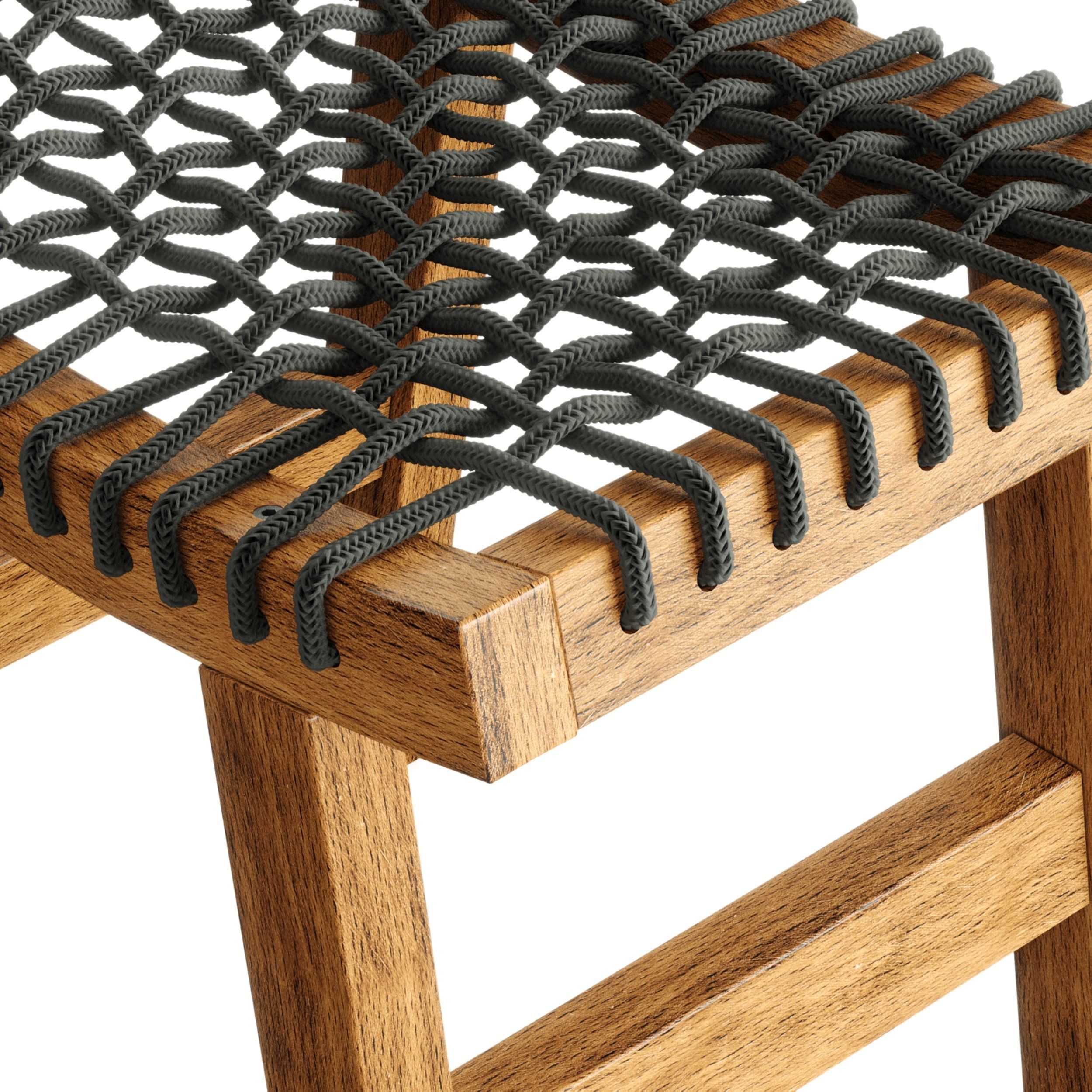 Stackholmen Style Wood and Leather weave stool 3D model_4