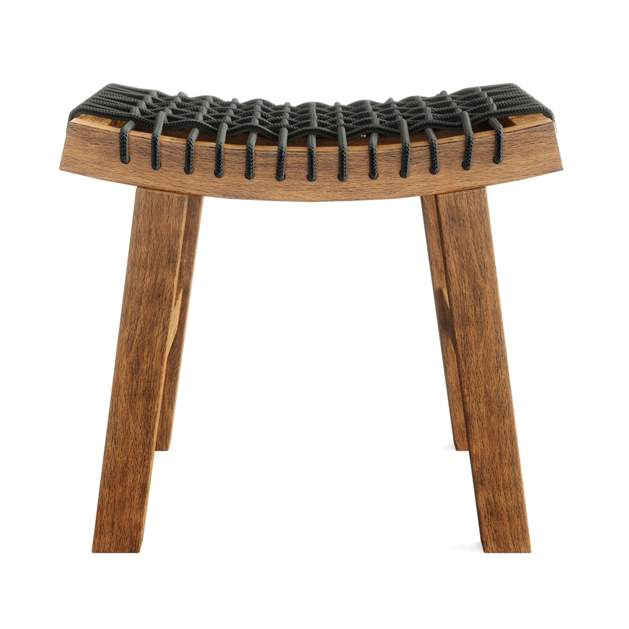 Stackholmen Style Wood and Leather weave stool 3D model_2
