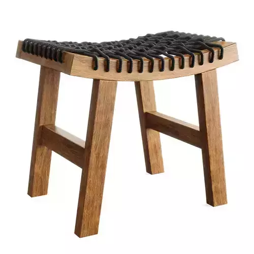 Stackholmen Style Wood and Leather weave stool