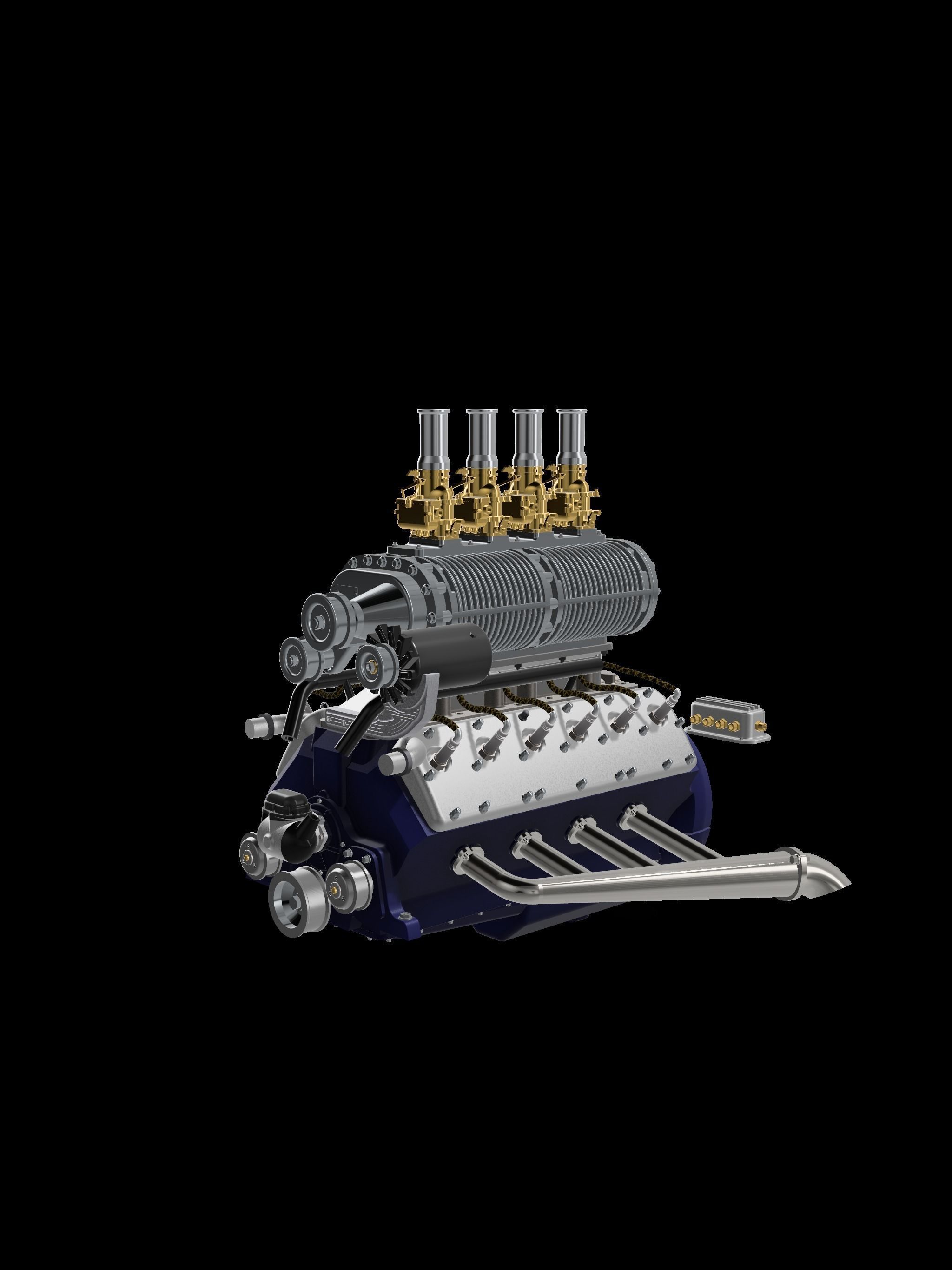 Lincoln V12 Engine Complete 4 Versions 3D print model_7