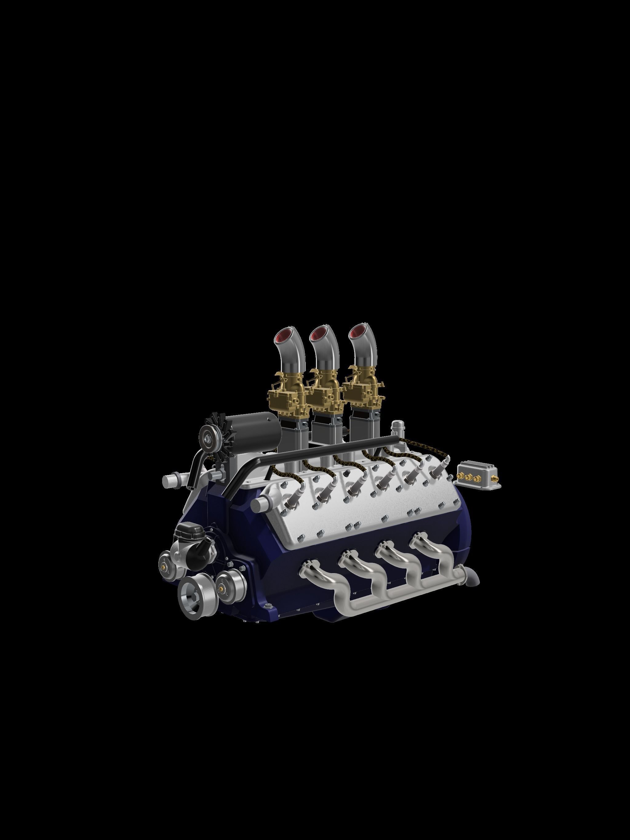 Lincoln V12 Engine Complete 4 Versions 3D print model_8