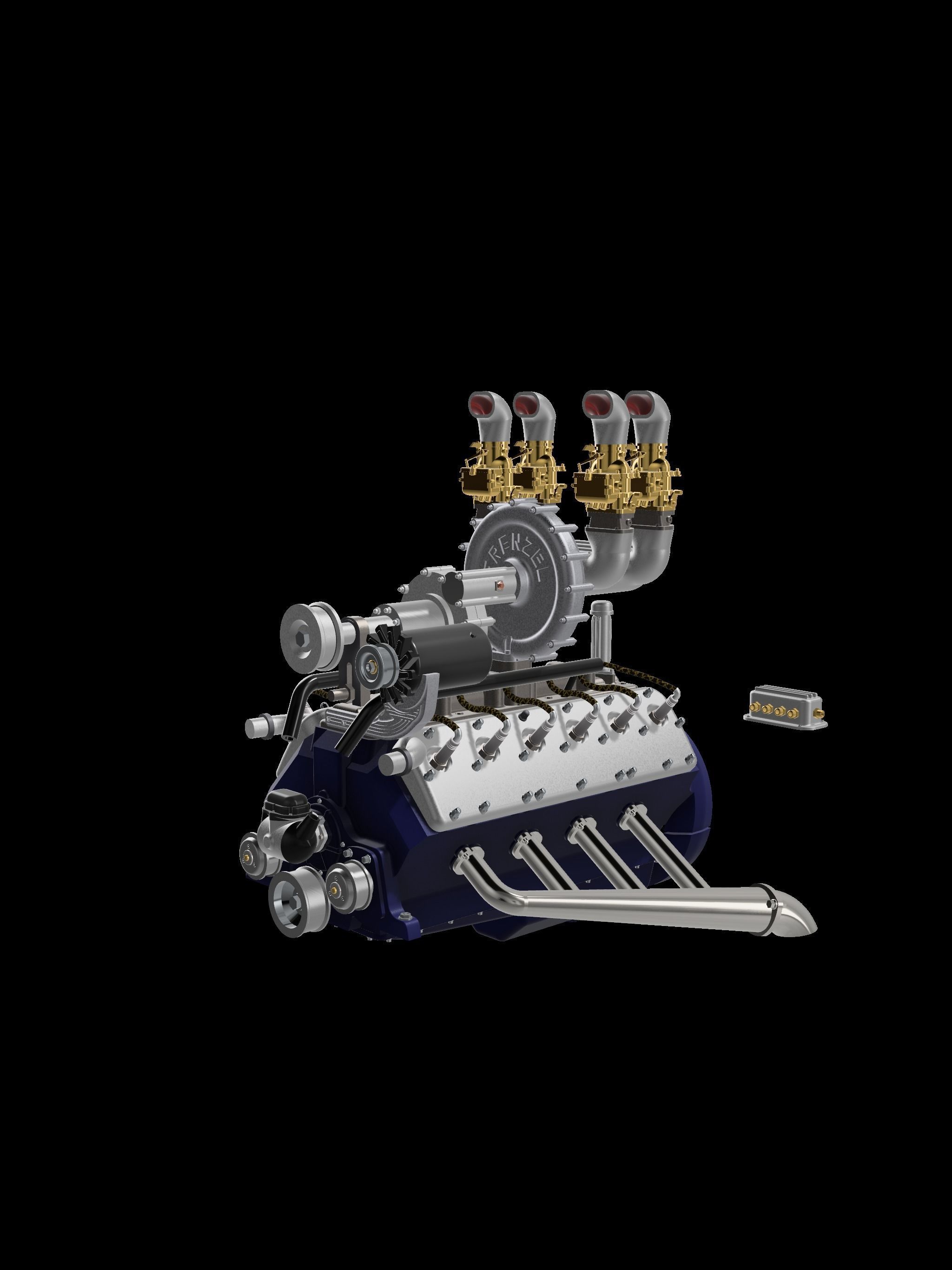 Lincoln V12 Engine Complete 4 Versions 3D print model_6