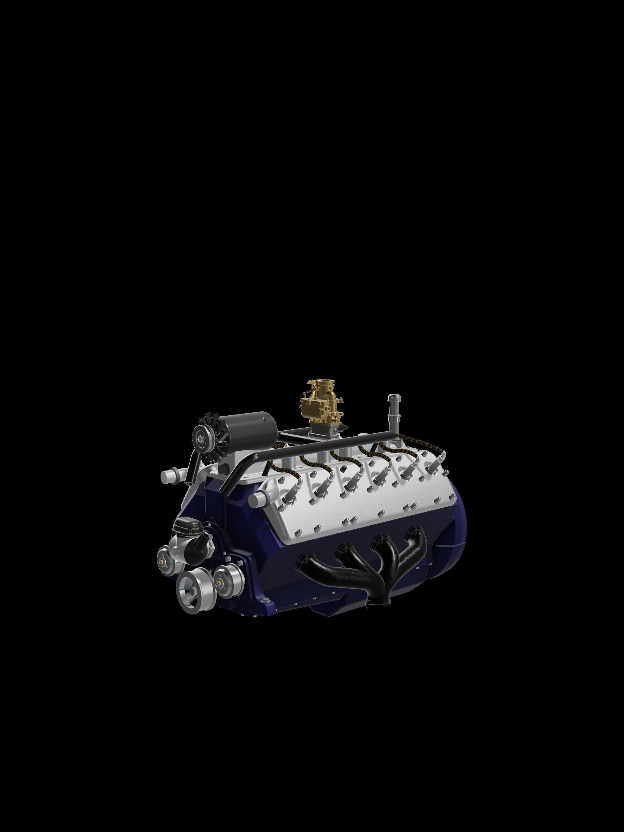 Lincoln V12 Engine Complete 4 Versions 3D print model_9
