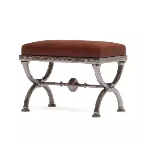 Metal and Leather Footstool