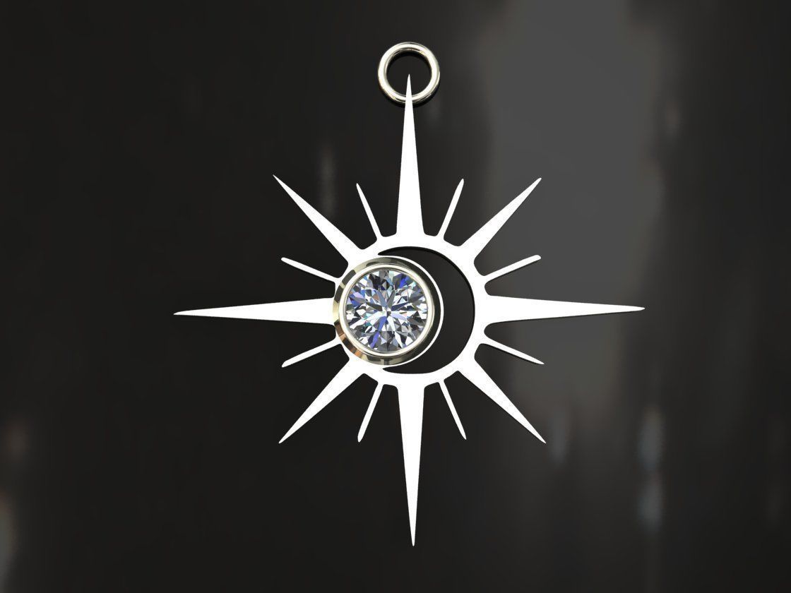 SunMoon Diamond  Pendant 3D print model_1