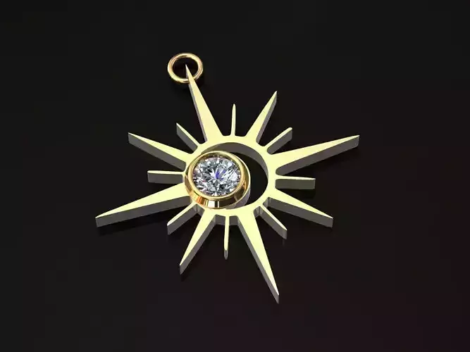SunMoon Diamond  Pendant