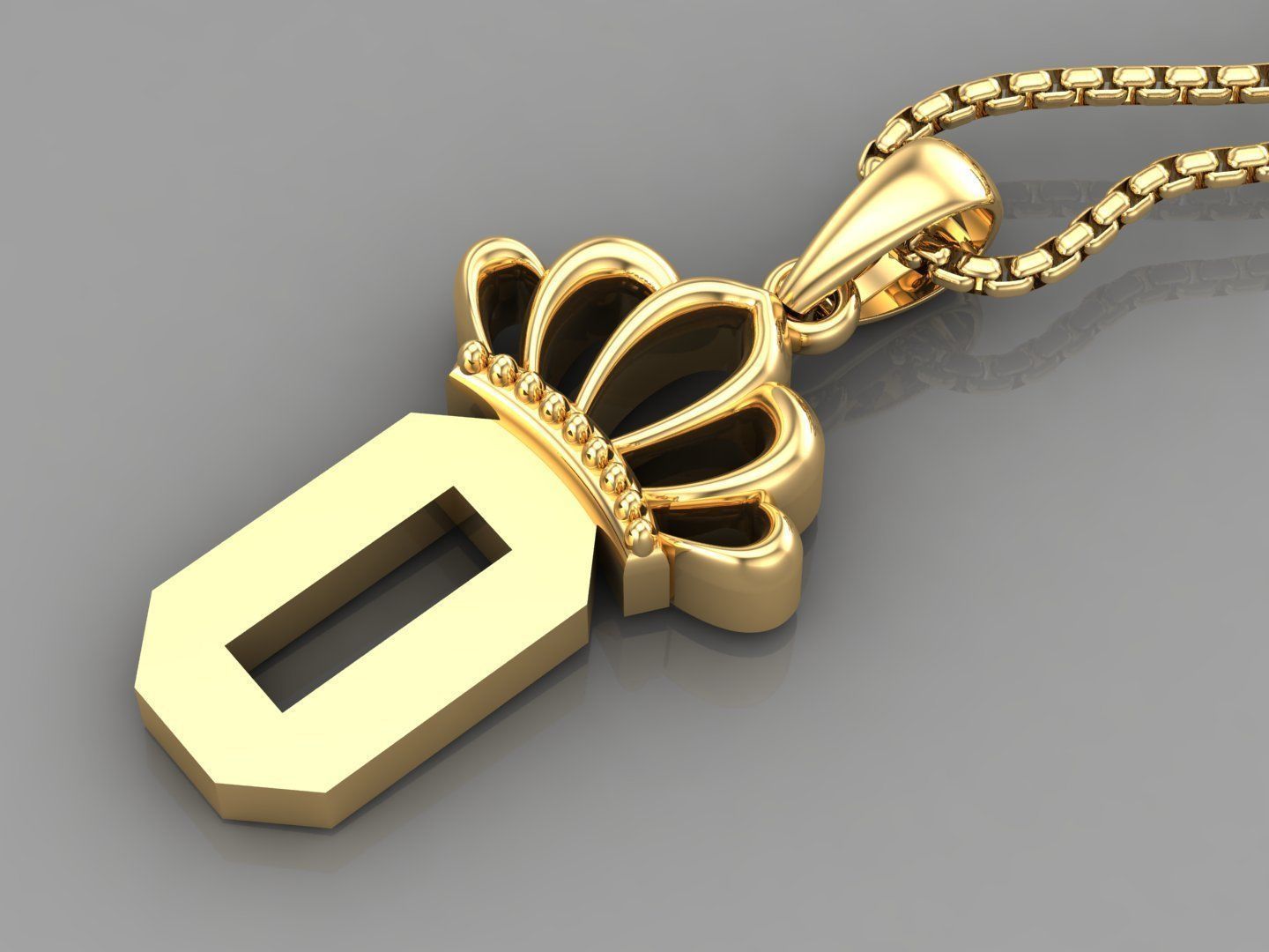O Crown Letter Initial Pendant in 10kt Yellow Gold Cad Design 3D model ...