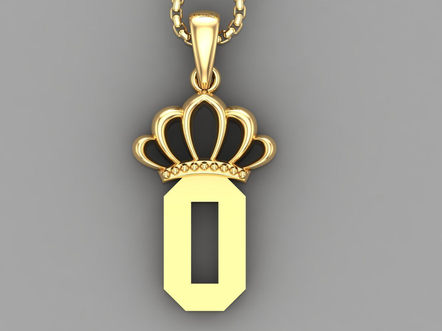 O Crown Letter Initial Pendant in 10kt Yellow Gold Cad Design 3D model ...