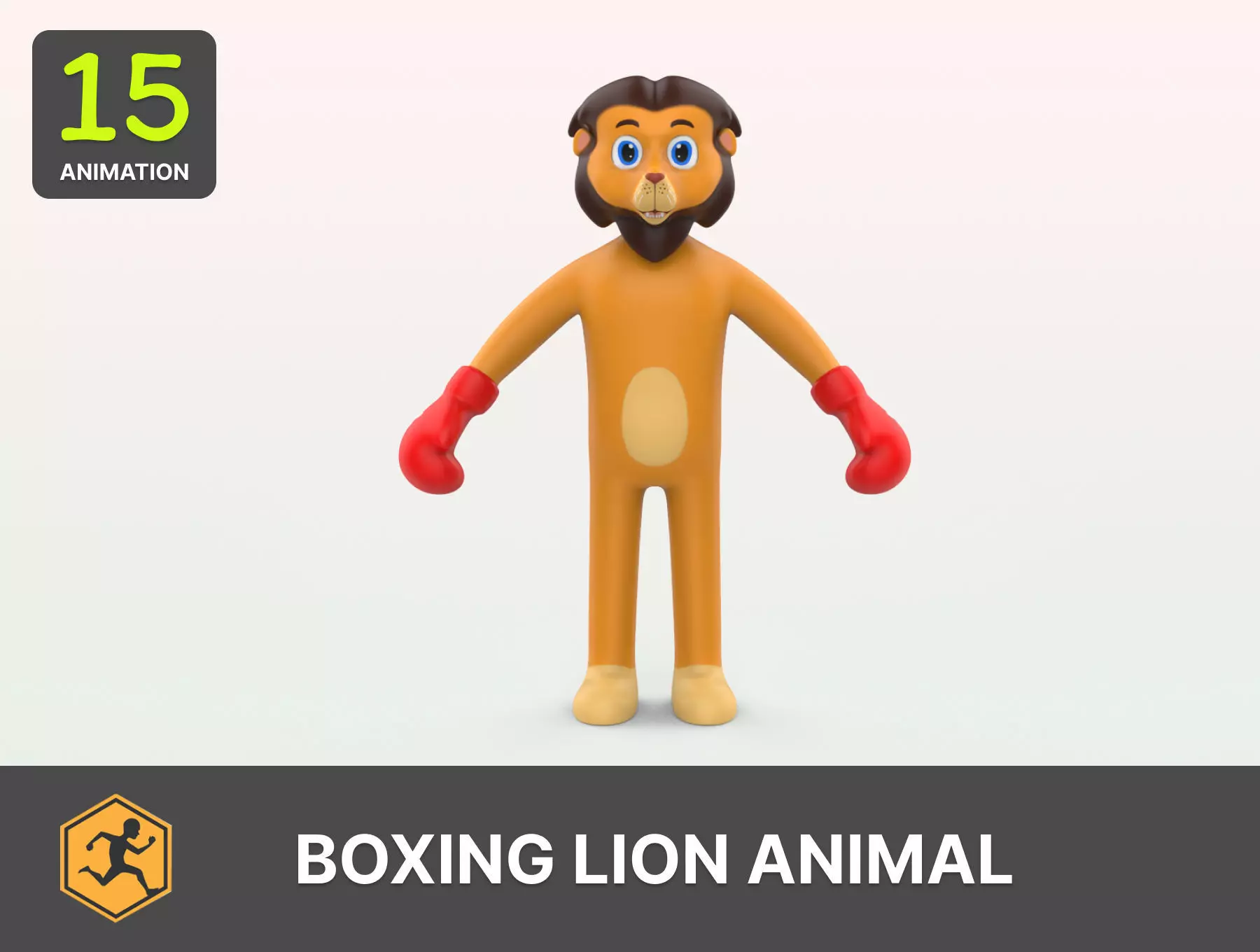 Boxing Lion Animal Animated Low-poly 3D model_0