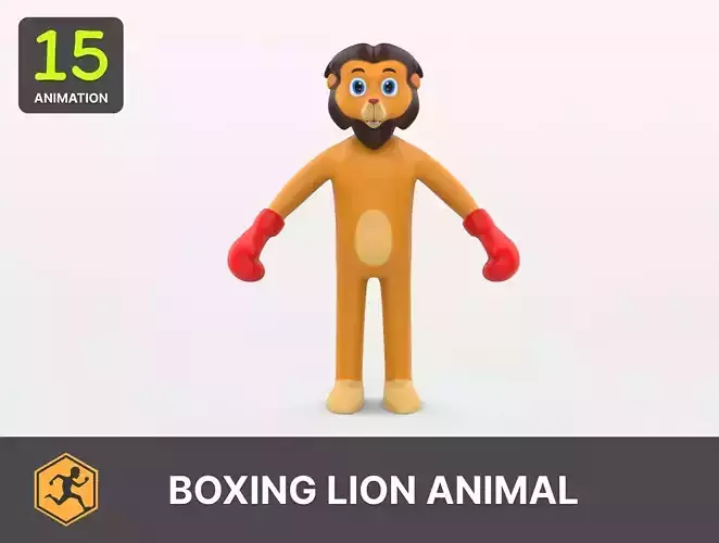 Boxing Lion Animal Animated Low-poly 3D model
