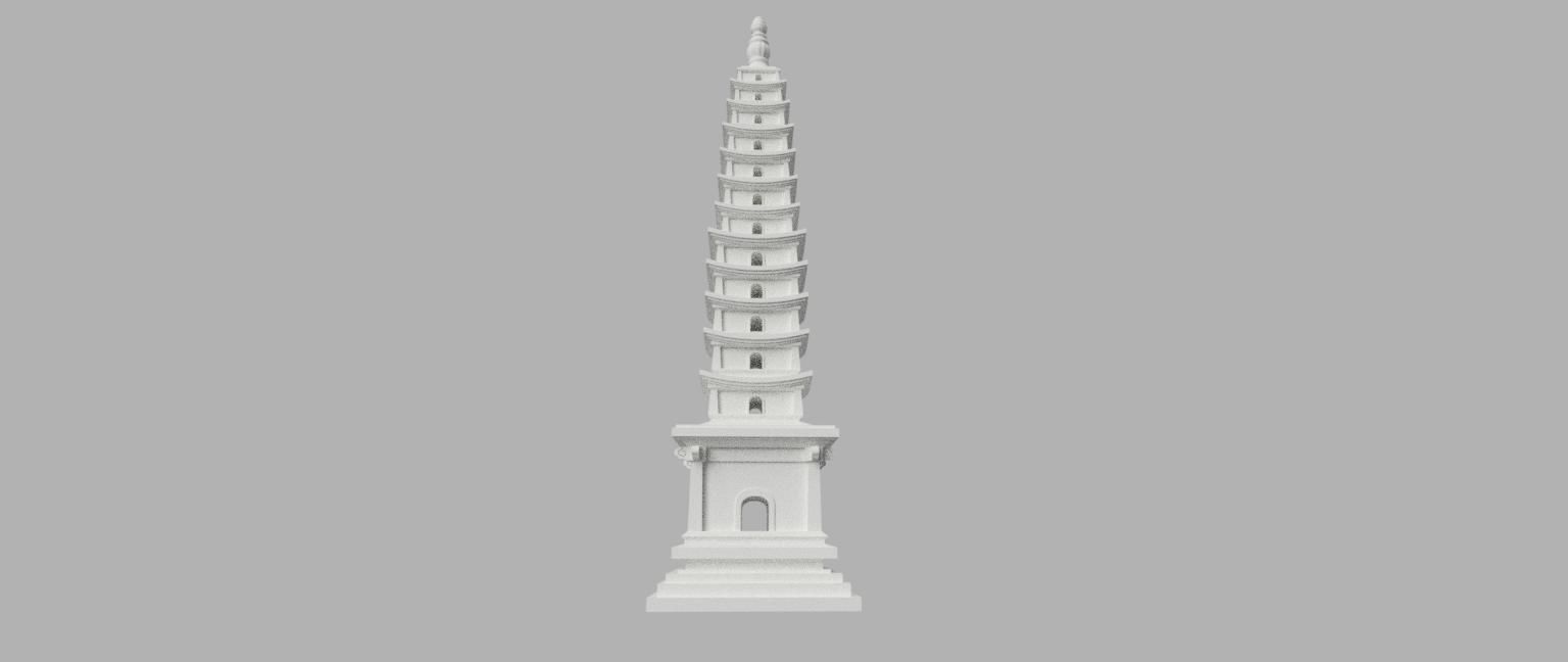 Asian Oriental Vietnamese Buddhist temple pagoda stupa tower Low-poly 3D model_1