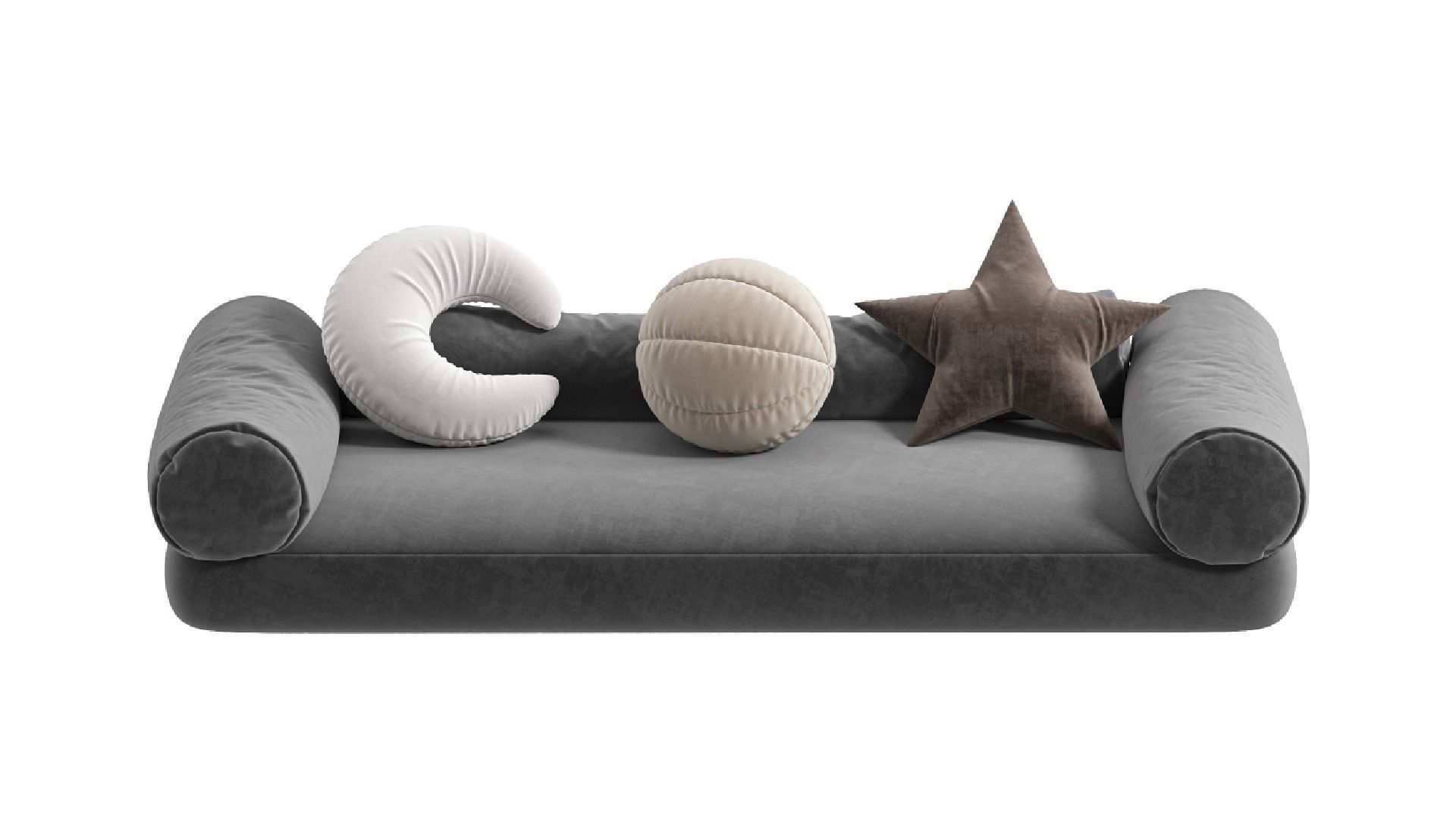Sofa and Docorative Pillows 3D model_2