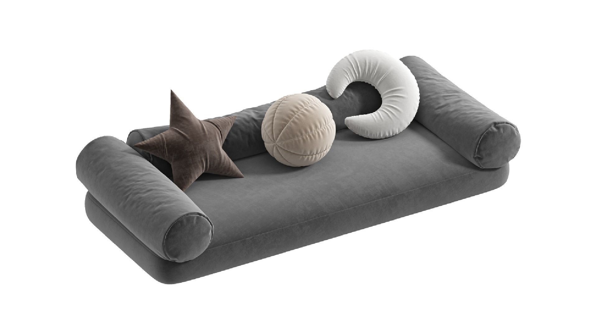 Sofa and Docorative Pillows 3D model_4